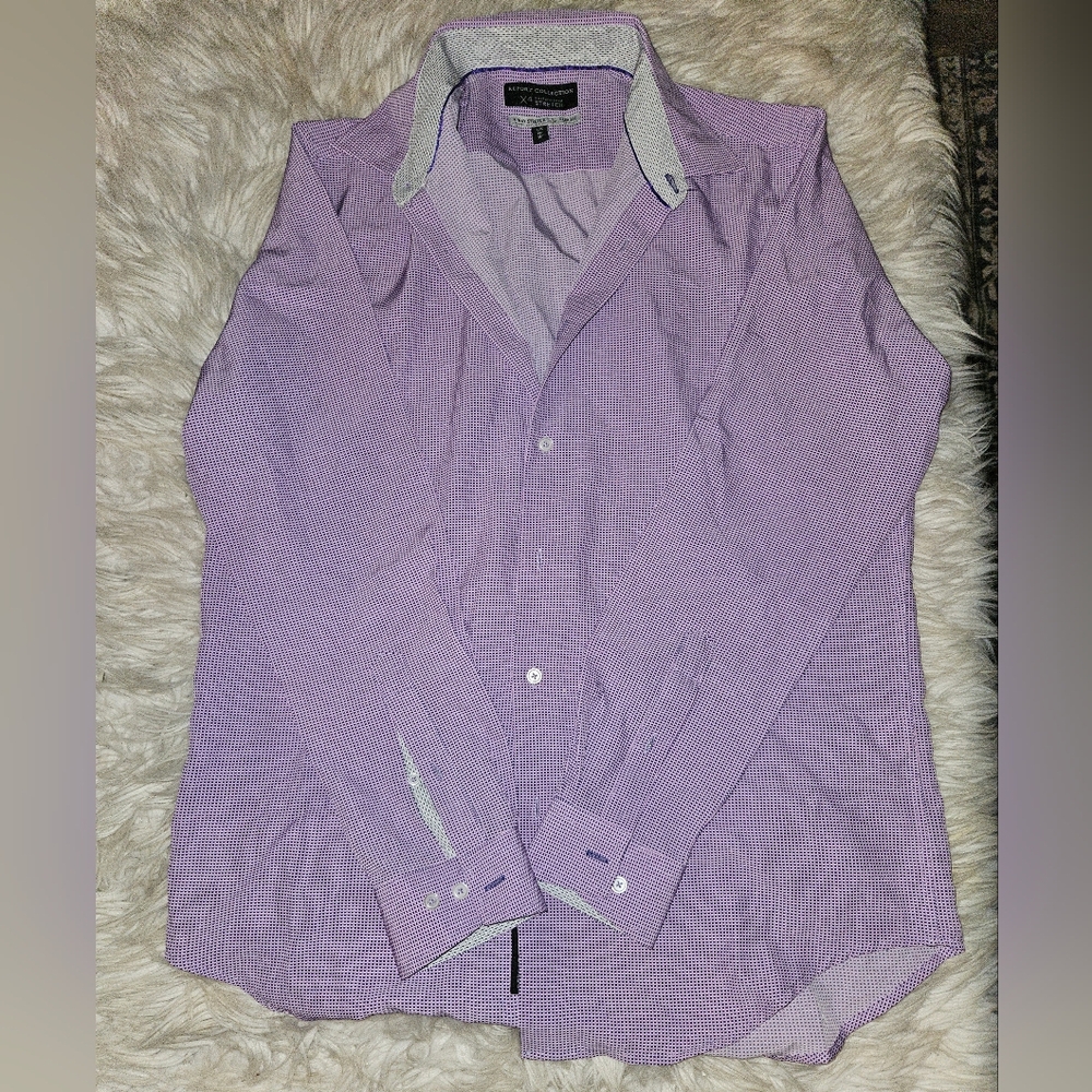 Report Collection Men’s Purple X4 Performance Stretch Slim Fit Button-Down Shirt